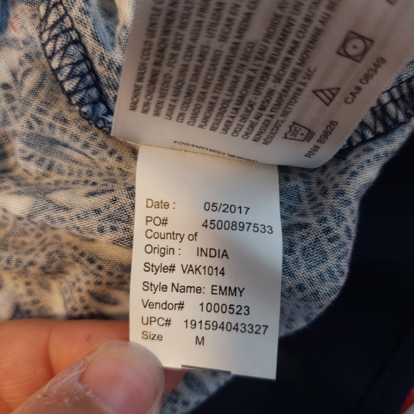 Vintage America Boho Blouse Top Medium blue pink - Picture 12 of 13